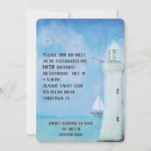 バースデーパーティー – 帆船と海灯台 招待状 (正面)