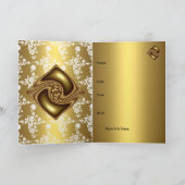 バースデーパーティー 招待状 ゴールド 花柄 (内部)
