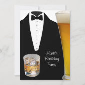 バースデーパーティーMansメンズビールスコッチタキシード 招待状 (正面)