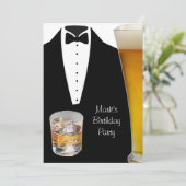 バースデーパーティーMansメンズビールスコッチタキシード 招待状 (スタンド正面)