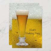 バースデーパーティーMansメンズビールビール 招待状 (正面/裏面)