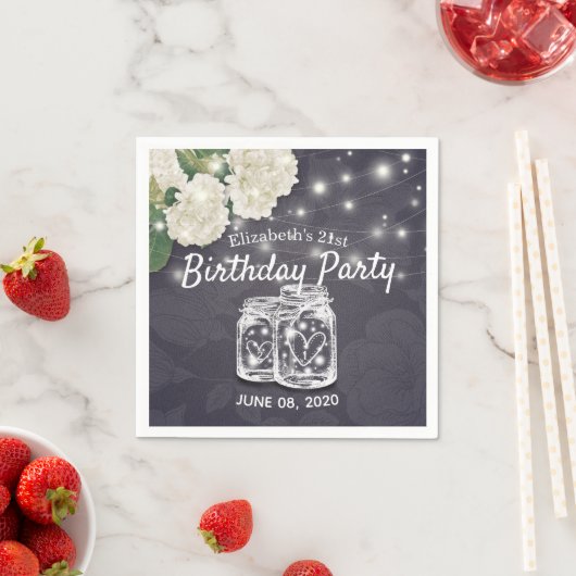 バースデーパーティーMason Jars String Lights花 スタンダードカクテルナプキン (インサイチュ)