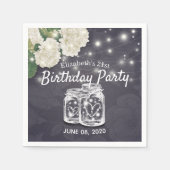 バースデーパーティーMason Jars String Lights花 スタンダードカクテルナプキン (正面)