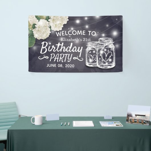 バースデーパーティーMason Jars String Lights花 横断幕 (トレードショー)