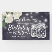 バースデーパーティーMason Jars String Lights花 横断幕 (横)