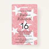 バースデーパーティーVIPパススターピンクグリッター バッジ (裏面)