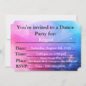 バースデーパーティ招待状をピンク/ブルーで踊る (裏面)
