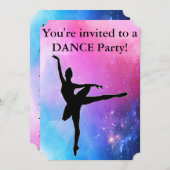 バースデーパーティ招待状をピンク/ブルーで踊る (正面/裏面)