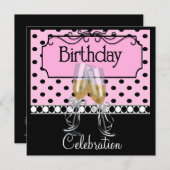 バースデーパーティ招待状ワイングラス 招待状 (正面/裏面)