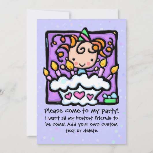 バースデーパーティ招待状紫 招待状 (正面)