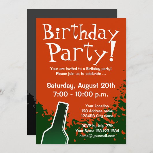 バースデーパーティ招待状|カスタム招待状 招待状 (正面/裏面)