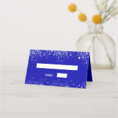バースデーパーティ王室のーブルーシルバーグリッターキラキラ プレイスカード (正面)