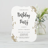 バースデーパーティ赤と白フェイク金ゴールド大理石 招待状 (スタンド正面)