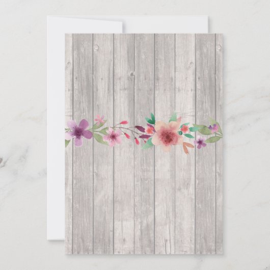 バースデーパーテ素朴ィーアニーエイジウッドフローラ招待状 招待状 (裏面)