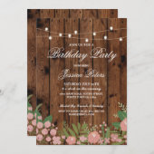 バースデーパー素朴ティサンゴフローラウッド招待状 招待状 (正面/裏面)