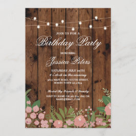 バースデーパー素朴ティサンゴフローラウッド招待状 招待状