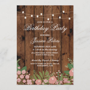 バースデーパー素朴ティサンゴフローラウッド招待状 招待状