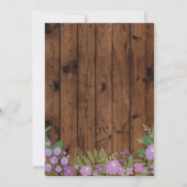 バースデーパ素朴ープルフローラウッド招待状 招待状 (裏面)