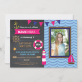 バースデーパ航海のーティーフォトセーラーボーツ招待状 招待状 (正面)