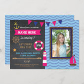 バースデーパ航海のーティーフォトセーラーボーツ招待状 招待状 (正面/裏面)