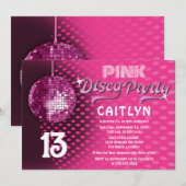 バースデーピンクディスコパーティー 招待状 (正面/裏面)