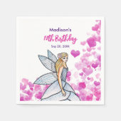 バースデーフェアリープリンセス ピンクハーツ ファッションスケッチ スタンダードカクテルナプキン (正面)