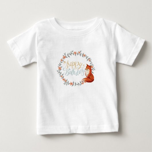 バースデーフォックスリース ベビーTシャツ (正面)