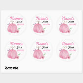 バースデーフラワーガールカボプキンピンクステッカー任意の年齢 ラウンドシール (シート)