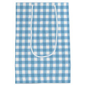 バースデーブルーアンドホワイトギンガム ミディアムペーパーバッグ (裏面)
