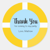 バースデープールスイムパーティー好意ライフブイありがとう ラウンドシール (正面)