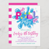 バースデープールパーティー 招待状 (正面/裏面)