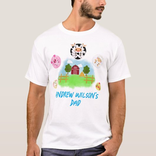 バースデーボーイのお父さんに捧ぐ農場の動物たち Tシャツ (正面)