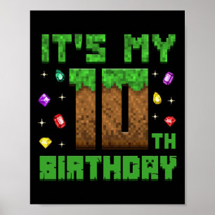 バースデーボーイ 僕の10歳の誕生日 ゲーム好き ピクセル数字 ポスター