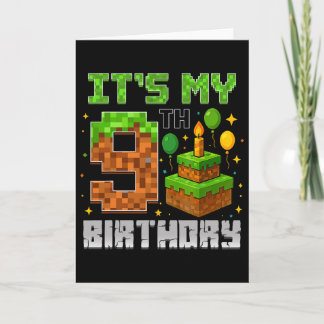 バースデーボーイ！9歳の誕生日おめでとう ゲーマー ピクセル少年 カード