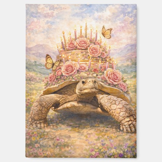 バースデーローズと蝶のズルカタリクガメ マグネット (正面)