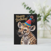 バースデー帽をかぶったスポットハイエナ ポストカード (スタンド正面)