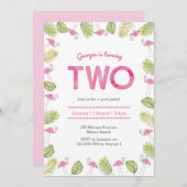 バースデー招待状 | トロピカル フラミンゴ 招待状 (正面/裏面)