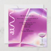 バースデー祝ティパーティーピンクシャンパーニュ 招待状 (裏面)