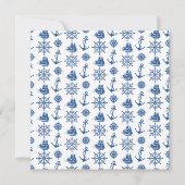 バースデー航海のタパーティーブルー&ホワイトいかり 招待状 (正面)