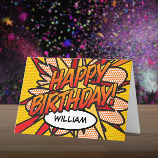 バースデー お誕生日おめでとう コミック ブック 風 クール カード