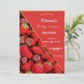 バースデー・インビテーション（いちごのテーマ） | ファーストバースデー 招待状 (スタンド正面)