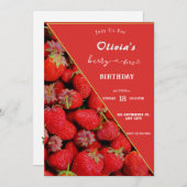 バースデー・インビテーション（いちごのテーマ） | ファーストバースデー 招待状 (正面/裏面)