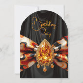 バースデー オレンジ 1960年代 モッズ ボウ ゴールド ジュエル 招待状 (正面)