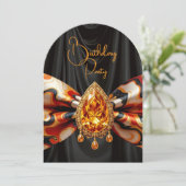 バースデー オレンジ 1960年代 モッズ ボウ ゴールド ジュエル 招待状 (スタンド正面)