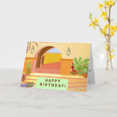 バースデー・カードのデジタル元のカリブのな芸術 カード (黄色い花)