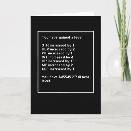バースデー・カードの上のレベル カード (正面)