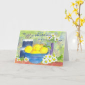 バースデー・カードの友人レモンデイジーの水彩画 カード (黄色い花)