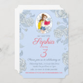 バースデー・カードの招待、プリンセスの美女の青のバラ 招待状 (正面/裏面)