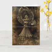 バースデー・カードのSteampunk Mooniesのかわいこちゃんパイ カード (黄色い花)