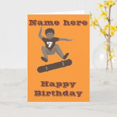 バースデー・カードを弾くスケートボードをする男の子のかかと カード (黄色い花)